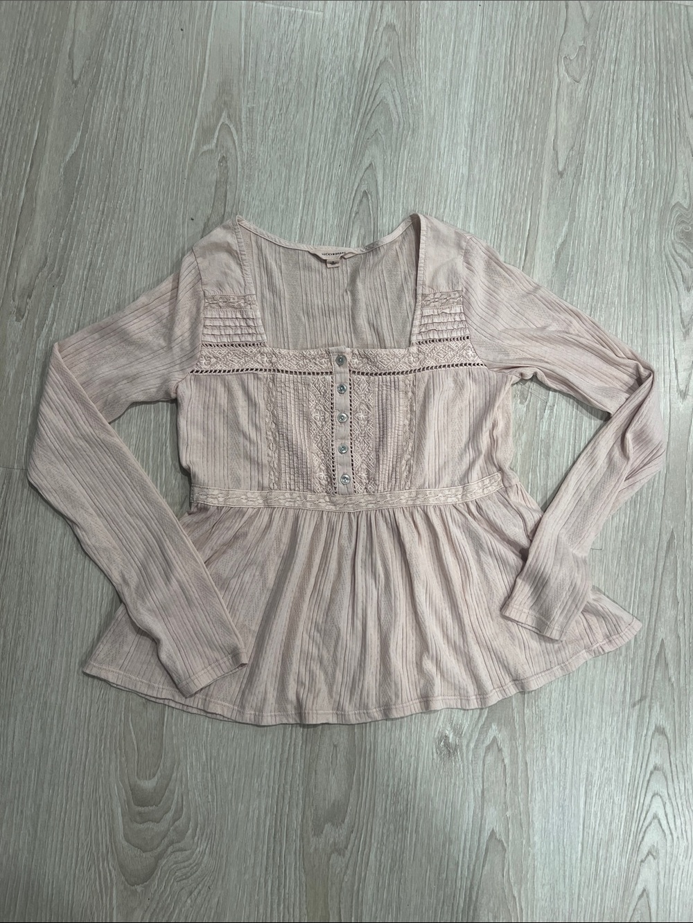 Women's Blush Peplum Long-Sleeve Top